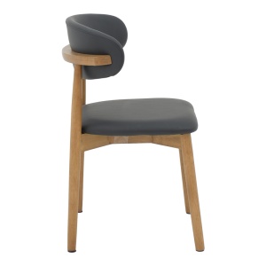 Scaun Ubene din lemn de cauciuc si piele ecologica PU in nuanta nuc si negru 46x58x79 cm - Img 3