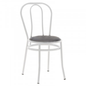 Scaun Vienna piele ecologica negru - metal alb