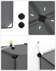 Set 15 cuburi pentru depozitare, Songmics, Negru, 153 x 31 x 153 cm - Img 4