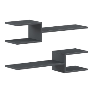 Set 2 bucati Raft de perete, Sumpa, Antracit, 20x65x18 cm - Img 2