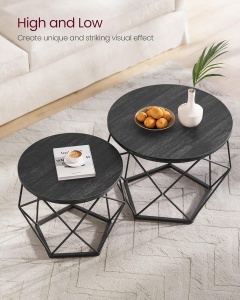 Set 2 masute de cafea Vasagle Gri inchis 60x60x45 cm - Img 6