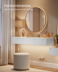 Set 2 noptiere suspendate cu LED, Kailyn, Alb, 40x35x18 cm - Img 4