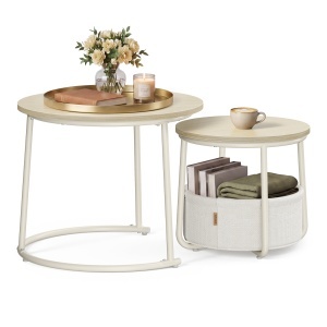 Set 2 piese Masute de cafea Lilea, Natural, 60x60x48 cm