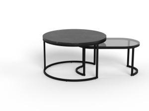 Set 2 piese Masute de cafea Spiro, Negru, 42x70x70 cm - Img 7