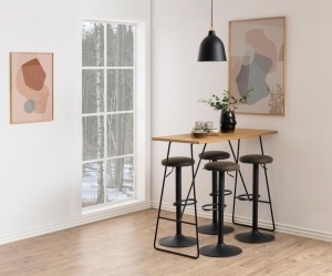 Set 2 piese Scaune de bar Finch V1, Gri, 82x40x40 cm