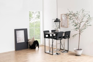 Set 2 piese Scaune de bar Sylvia V3, Gri, 115x41.5x52 cm