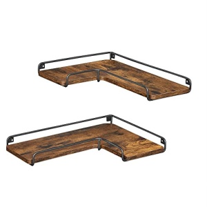 Set 2 rafturi de colt, Vasagle, Negru, 40x29x4 cm - Img 2