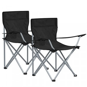 Set 2 scaune camping pliabil, Songmics, Negru, 84x52x81 cm - Img 2