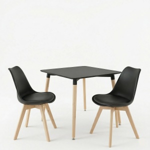Set 3 bucati masa si scaune dining, Gaston Natali, Negru, 70x70x75 cm - Img 2