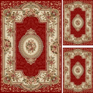 Set 3 covoare, Lotos, Rosu, 200x300 cm, Delta 571