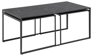 Set 3 piese Masute de cafea Infinity, Negru, 48x120x60 cm - Img 6