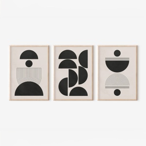 Set 3 tablouri Sanxia Negru 33x1.5x48 cm