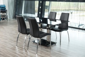Set 4 piese Scaune dining Asama V1, Negru, 95x43.5x57 cm