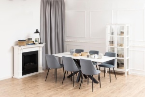 Set 4 piese Scaune dining Ines, Gri, 84x49.2x57.5 cm