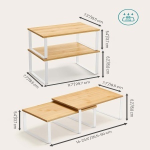 Set 4 rafturi bucatarie, Bystro, Songmics, Galben, 29.7x19.5x15.5 cm - Img 2