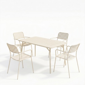 Set 5 masa si scaune gradina, Moraja Federal, Crem, 80x140x72 cm - Img 2