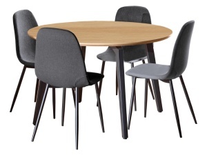 Set 5 piese Masa dining si Scaune Cadiz V9, Natural, 75x120x120 cm - Img 2