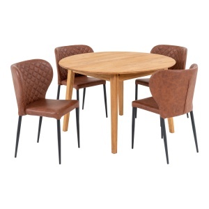 Set 5 piese Masa dining si scaune Metz, Natural, 158x118x83 cm - Img 3