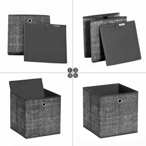 Set 6 cutii de depozitare Songmics Negru 30x30x30 cm - Img 7