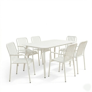 Set 7 masa si scaune gradina, Heven Vista, Alb, 80x150x72 cm - Img 2