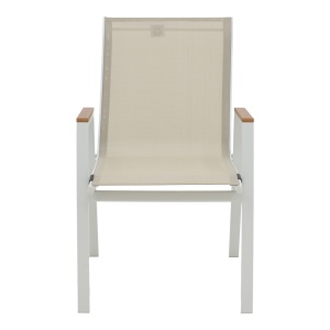 Set de 3 buc masa si scaune de gradina Synergy-Azelie aluminiu alb si placaj culoare naturala 80x80x74 cm - Img 5