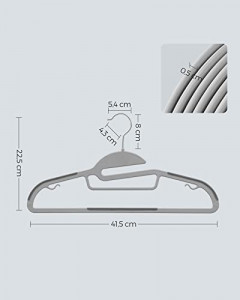 Set de 50 umerase din plastic, Songmics, Gri-Argintiu, 41.5x22.5x0.5 cm - Img 7