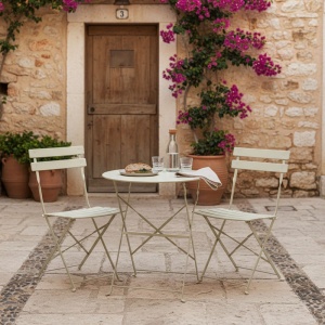 Set de gradina pliabil 3 buc. Bistro, Bej, 60x60x82 cm