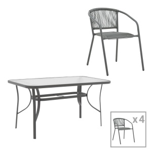 Set dining Ensure-Lindaria, Pako World, Metal, Gri, 120x70x70 cm