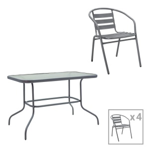 Set dining Valor-Tade, Pako World, Metal, Antracit, 110x60x70 cm