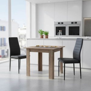 Set masa si scaune 3 buc Manka-Parker Negru 80x80x77 cm