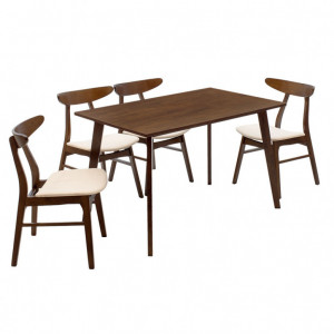 Set Masa si Scaune Benson-Orlean 5 Piese Nuc Inchis - Bej 120x80x75 cm - Img 4