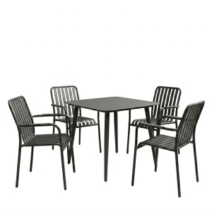 Set masa si scaune dining, 5 buc, Heven Vista, Pako, Negru 80x80x72 cm - Img 2