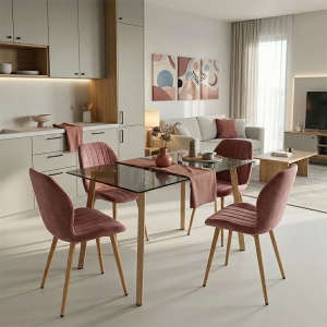 Set masa si scaune dining 5 buc. Jelour - Titta, Mar putred, 120x70x75 cm