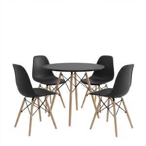Set masa si scaune dining, 5 buc, Julita, Natural, 80x80x73 cm - Img 2
