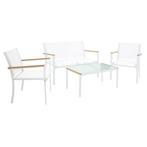 Set Masa si Scaune Lounge Jacie 4 Piese Alb - Img 2