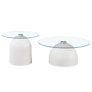 Set masute de cafea, 2 buc, Barel, Pako, Alb 70x70x43 cm - Img 3