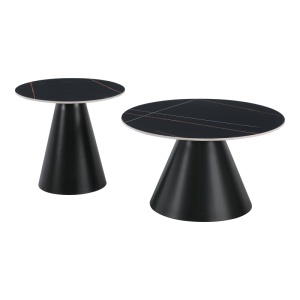 Set masute de cafea, 2 buc, Duoma, Pako, Negru 70x70x40.5 cm - Img 2
