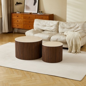 Set masute de cafea, 2 buc, Nelba, Pako, Bej 70x70x50 cm