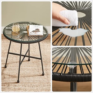 Set mobilier de gradina Acapulco, Songmics, Negru, 64x65x77 cm - Img 7