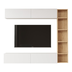Set mobilier living Compo, Pako World, Alb-Natural, 169x25x143 cm - Img 3