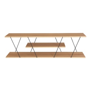 Set mobilier living masuta de cafea, 2 biblioteci si comoda TV, 4 buc, Tars, Stejar, 120x50x30 cm - Img 8