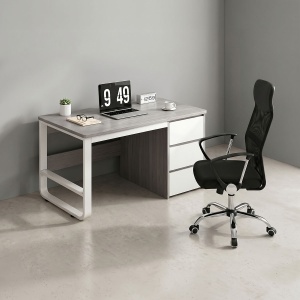 Set mobilier studenti birou si scaun birou ergonomic, 2 buc, Soho, Gri, 120x48x74 cm