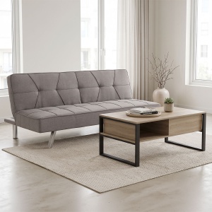 Set mobilier studenti canapea si masuta de cafea, 2 buc, Glide, Gri, 175x83x74 cm