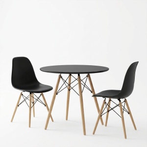 Set mobilier studenti masa si scaune dining, 3 buc, Relish, Negru, 80x80x73 cm - Img 2