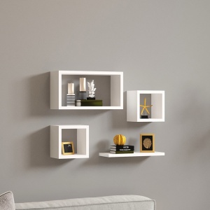 Set rafturi de perete 3 buc Babine Pako World Alb 84x15x44 cm - Img 2