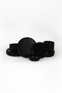 Set veselă din ceramică, 18 bucati X134710 Negru 28x28x2 cm - Img 4
