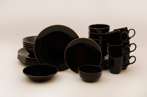 Set veselă din ceramică, 30 bucati Fiord Vienna Negru 26x26x1 cm - Img 6