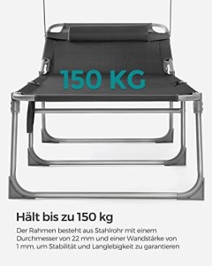 Sezlong, Songmics, Gri, 71x200x38 cm - Img 6
