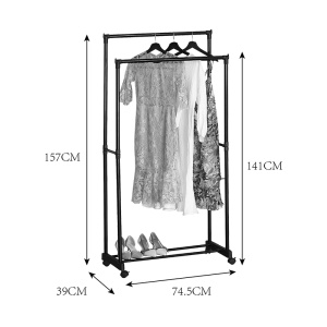 Suport pentru haine, Ganco, Negru, 39x74.5x157 cm - Img 5