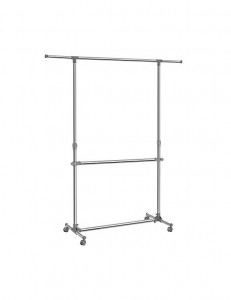 Suport pentru haine reglabil cu roti, Songmics, 2 sine, 101-163 x 49 x 113-198 cm, LLR401, Gri - Img 2